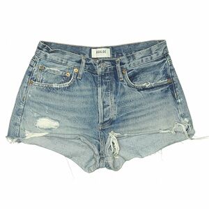 AGOLDE Parker Vintage Cutoff Denim Shorts in Swapmeet Medium Blue Distressed 26